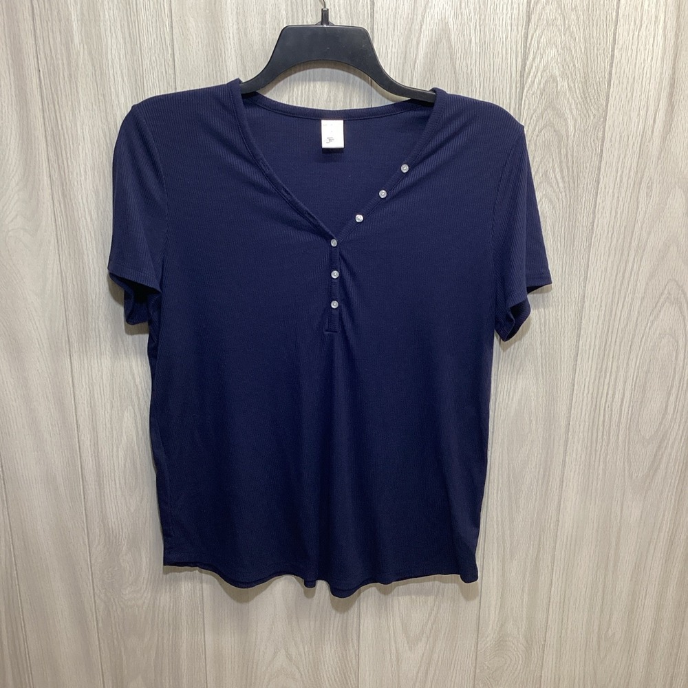 LIZ CLAIBORNE Women's (XL) Short Sleeve V-Neck Pajama Shirt Poly Rayon